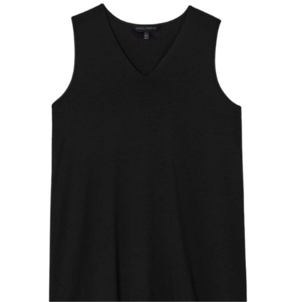 Ming Wang, Black, Sleeveless Tunic Top, L